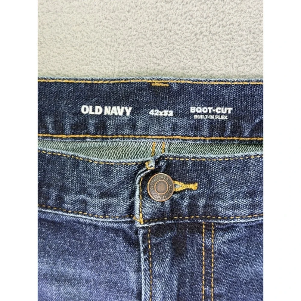 Old Navy Jeans Mens 42x32 Blue Bootcut Dark Wash Regular Fit Built In‎ Flex
